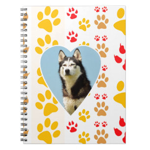 Siberian Husky Dog Heart Paws Print Notizblock
