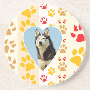 Siberian Husky Dog Heart Paws Print Untersetzer