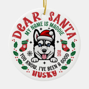 Siberian Husky Dog Individuelle Name Weihnachten R Keramik Ornament