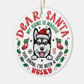 Siberian Husky Dog Individuelle Name Weihnachten R Keramik Ornament (Links)