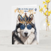 Siberian Husky Dog King für Day Funny Birthday Karte (Gelbe Blume)