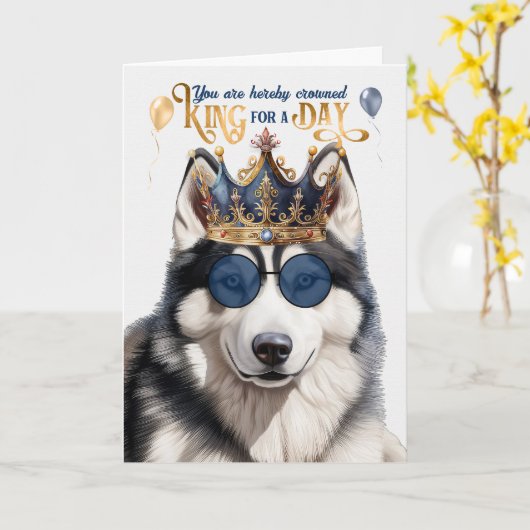 Siberian Husky Dog King für Day Funny Birthday Karte (Gelbe Blume)