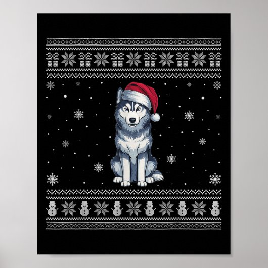 Siberian Husky Dog Lovers Men Women Santa Ugly Xma Poster (Vorne)