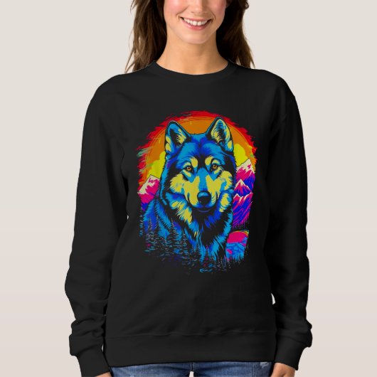 Siberian Husky Dog Mountains Sweatshirt (Vorderseite)