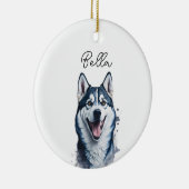 Siberian Husky Dog Pet Custom Holiday Weihnachten Keramik Ornament (Rechts)