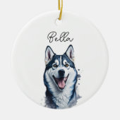 Siberian Husky Dog Pet Custom Holiday Weihnachten Keramik Ornament (Vorne)