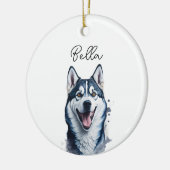 Siberian Husky Dog Pet Custom Holiday Weihnachten Keramik Ornament (Links)