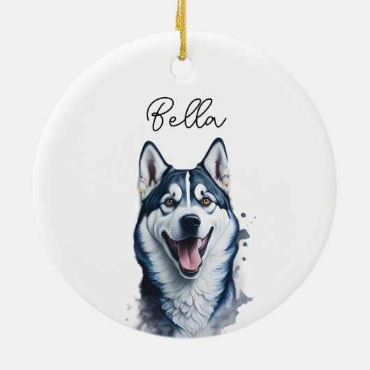 Siberian Husky Dog Pet Custom Holiday Weihnachten Keramik Ornament (Hinten)