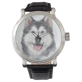 Siberian Husky Dog Pet Watercolor Armbanduhr