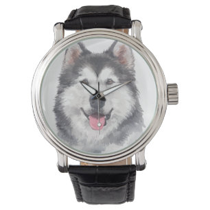 Siberian Husky Dog Pet Watercolor Armbanduhr