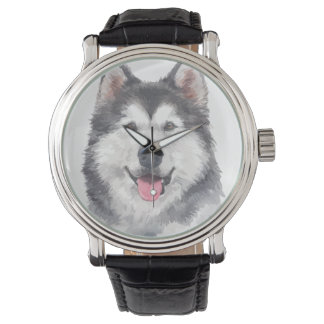 Siberian Husky Dog Pet Watercolor Armbanduhr