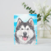 Siberian Husky Dog Pet Watercolor Postkarte (Stehend Vorderseite)