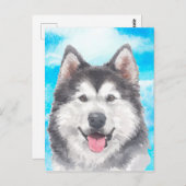 Siberian Husky Dog Pet Watercolor Postkarte (Vorne/Hinten)
