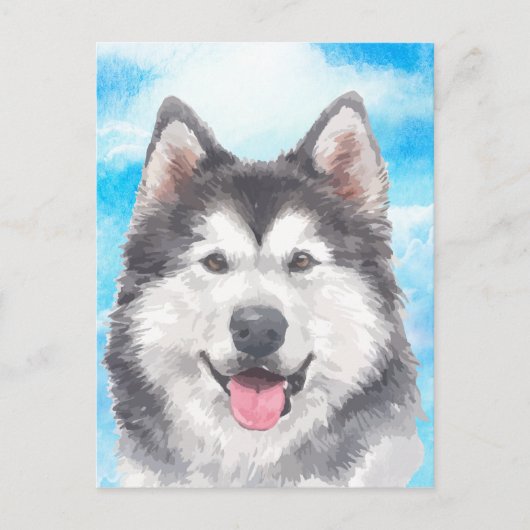 Siberian Husky Dog Pet Watercolor Postkarte (Vorderseite)