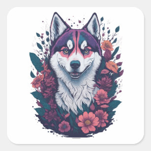 Siberian Husky Dog Quadratischer Aufkleber