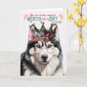 Siberian Husky Dog Queen for Day Funny Birthday Karte (Gelbe Blume)