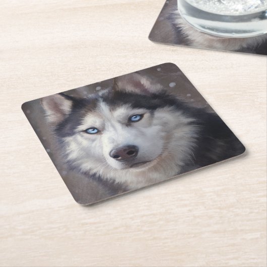 Siberian Husky Dog Rechteckiger Pappuntersetzer (angewinkelt)