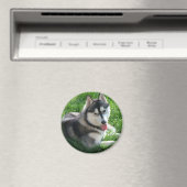 Siberian Husky Dog Round Magnet (In Situ (Geschirrspüler))