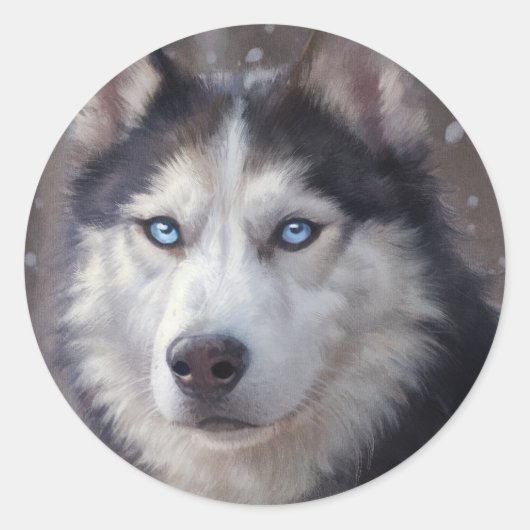 Siberian Husky Dog Runder Aufkleber (Vorderseite)