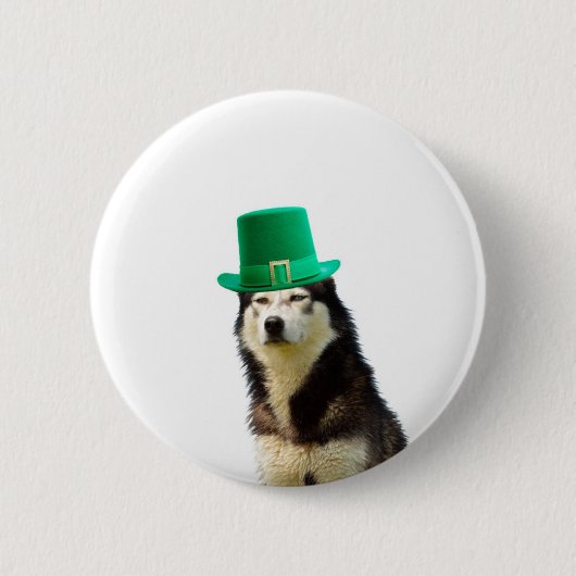 Siberian Husky Dog St. Patrick's Day Button (Vorderseite)