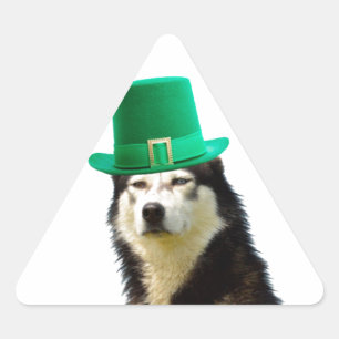 Siberian Husky Dog St. Patrick's Day Dreieckiger Aufkleber