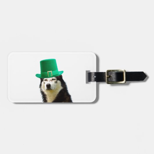 Siberian Husky Dog St. Patrick's Day Gepäckanhänger (Vorderseite horizontal)