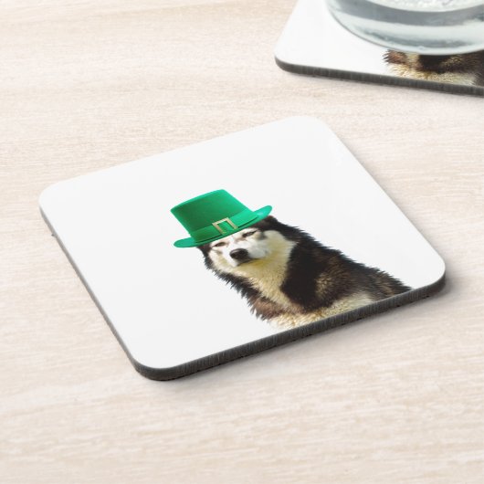 Siberian Husky Dog St. Patrick's Day Getränkeuntersetzer (Linke Seite)