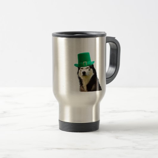 Siberian Husky Dog St. Patrick's Day Reisebecher (VorderseiteRechts)