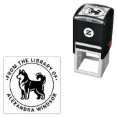 Siberian Husky Dog Stehend Silh Library Book Name Permastempel (Beispiel)