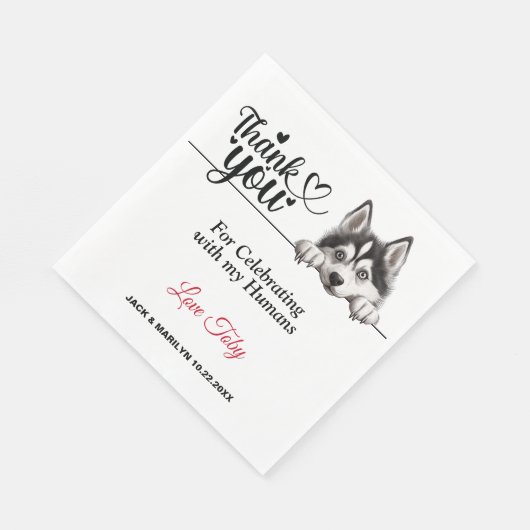 Siberian Husky Dog Wedding Vielen Dank Serviette (Ecke)