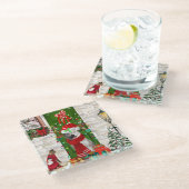 Siberian Husky Dog Weihnachten Glasuntersetzer (Schrägansicht)