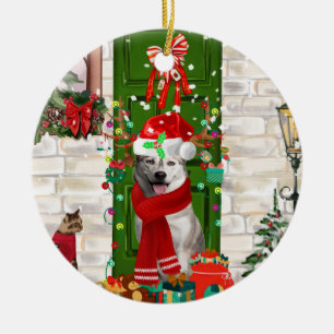 Siberian Husky Dog Weihnachten Keramik Ornament