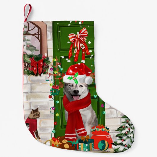 Siberian Husky Dog Weihnachten Kleiner Weihnachtsstrumpf (Vorderseite)