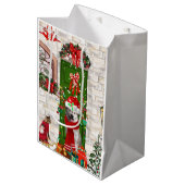 Siberian Husky Dog Weihnachten Mittlere Geschenktüte (Vorderseite Schrägansicht)