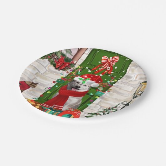 Siberian Husky Dog Weihnachten Pappteller (Schrägansicht)