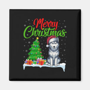 Siberian Husky Dog Weihnachtsbaum Licht Funny Xmas Magnet