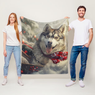 Siberian Husky Dog Weihnachtsfest Fleecedecke