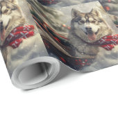 Siberian Husky Dog Weihnachtsfest Geschenkpapier (Rolleneckpunkt)