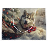 Siberian Husky Dog Weihnachtsfest Große Geschenktüte (Vorderseite)