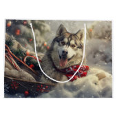 Siberian Husky Dog Weihnachtsfest Große Geschenktüte (Rückseite)