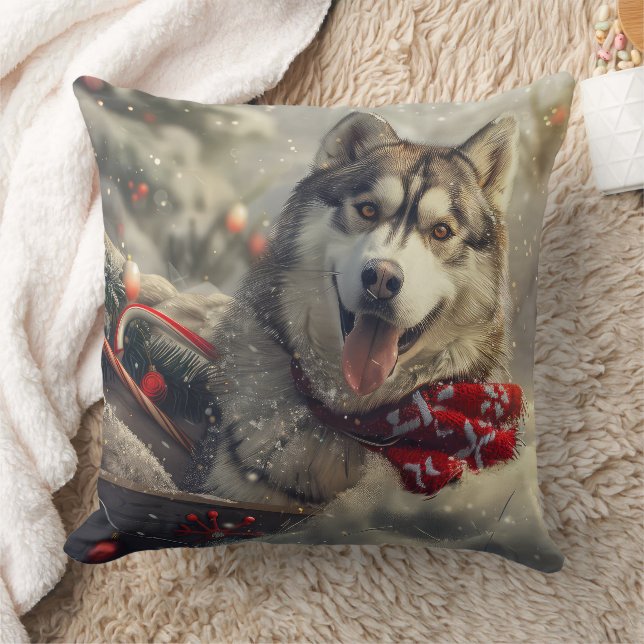 Siberian Husky Dog Weihnachtsfest Kissen (Decke)