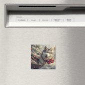 Siberian Husky Dog Weihnachtsfest Magnet (In Situ (Geschirrspüler))
