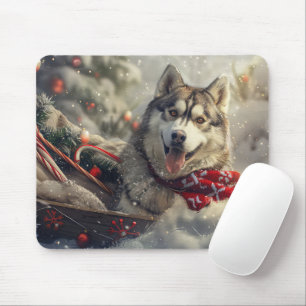 Siberian Husky Dog Weihnachtsfest Mousepad