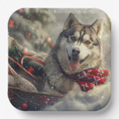 Siberian Husky Dog Weihnachtsfest Pappteller (Vorderseite)