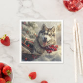 Siberian Husky Dog Weihnachtsfest Serviette (Beispiel)