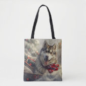 Siberian Husky Dog Weihnachtsfest Tasche (Vorderseite)