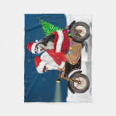 Siberian Husky Dog Weihnachtsmann Fleecedecke (Vorderseite)