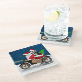 Siberian Husky Dog Weihnachtsmann Glasuntersetzer (Schrägansicht)