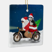 Siberian Husky Dog Weihnachtsmann Keramikornament (Rechts)