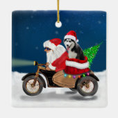 Siberian Husky Dog Weihnachtsmann Keramikornament (Rückseite)